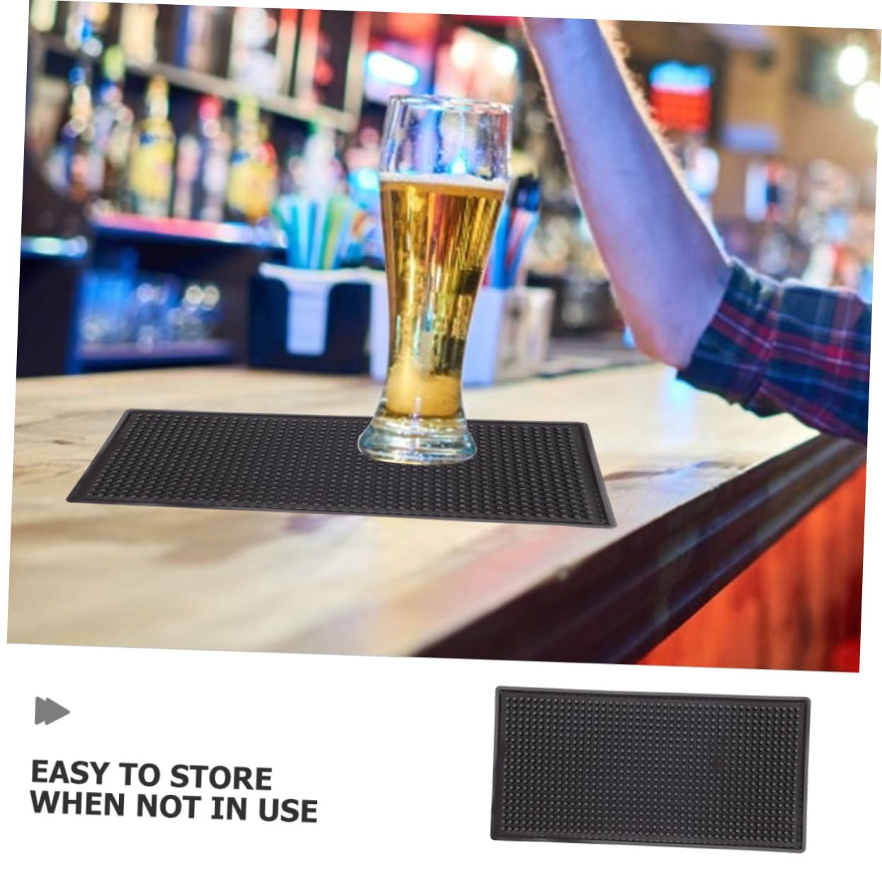 Tappetino da Bar Antiscivolo 2 Pezzi in Pvc e Silicone Nero | Spesso e Resistente, Pratico da Riporre, per Bancone e Superfici da Caffè