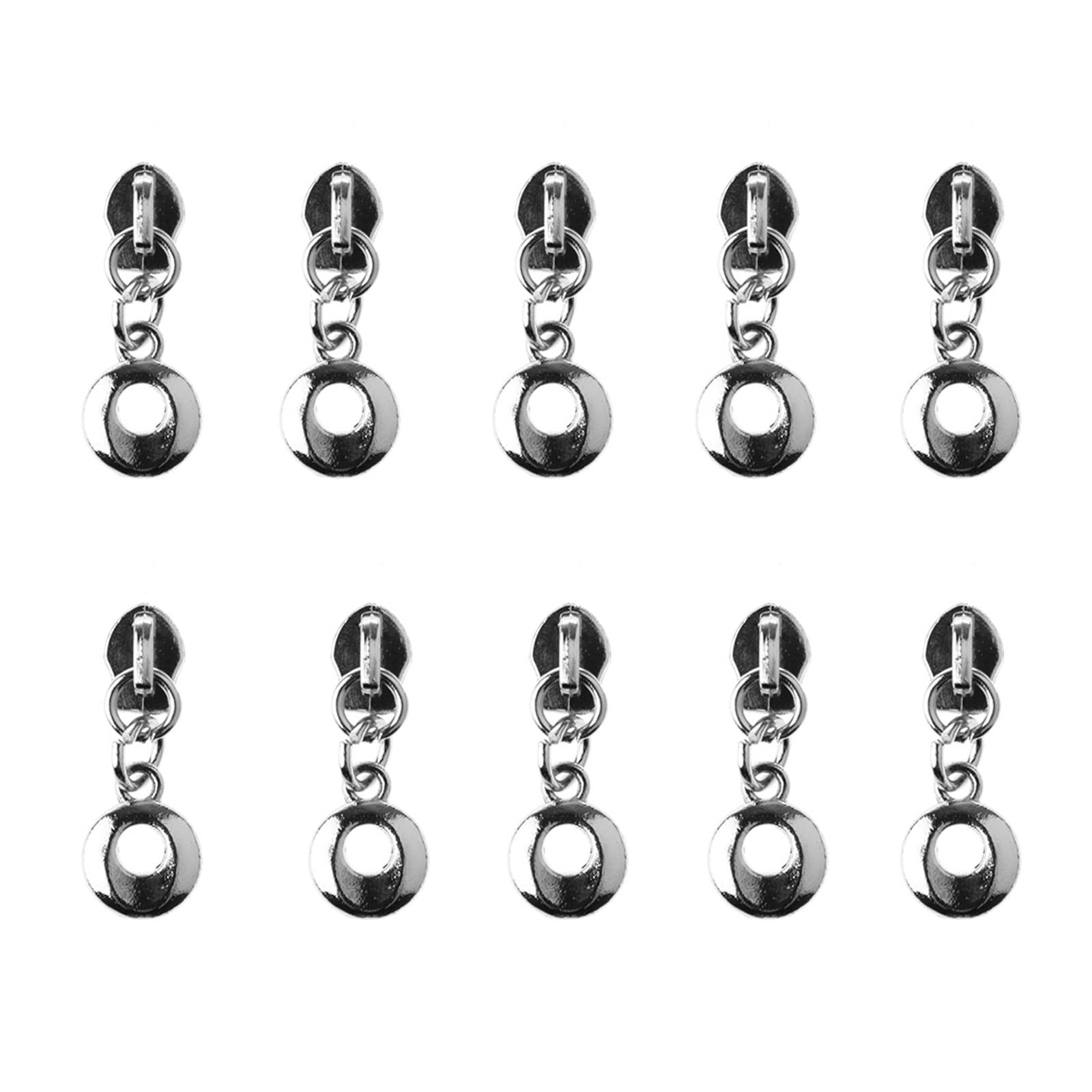 Tiradores de cremallera, 10 piezas 3# Deslizadores de cremallera for cremallera de metal de nailon Cabezal tirador plateado Cabezal deslizador de equipaje(White)