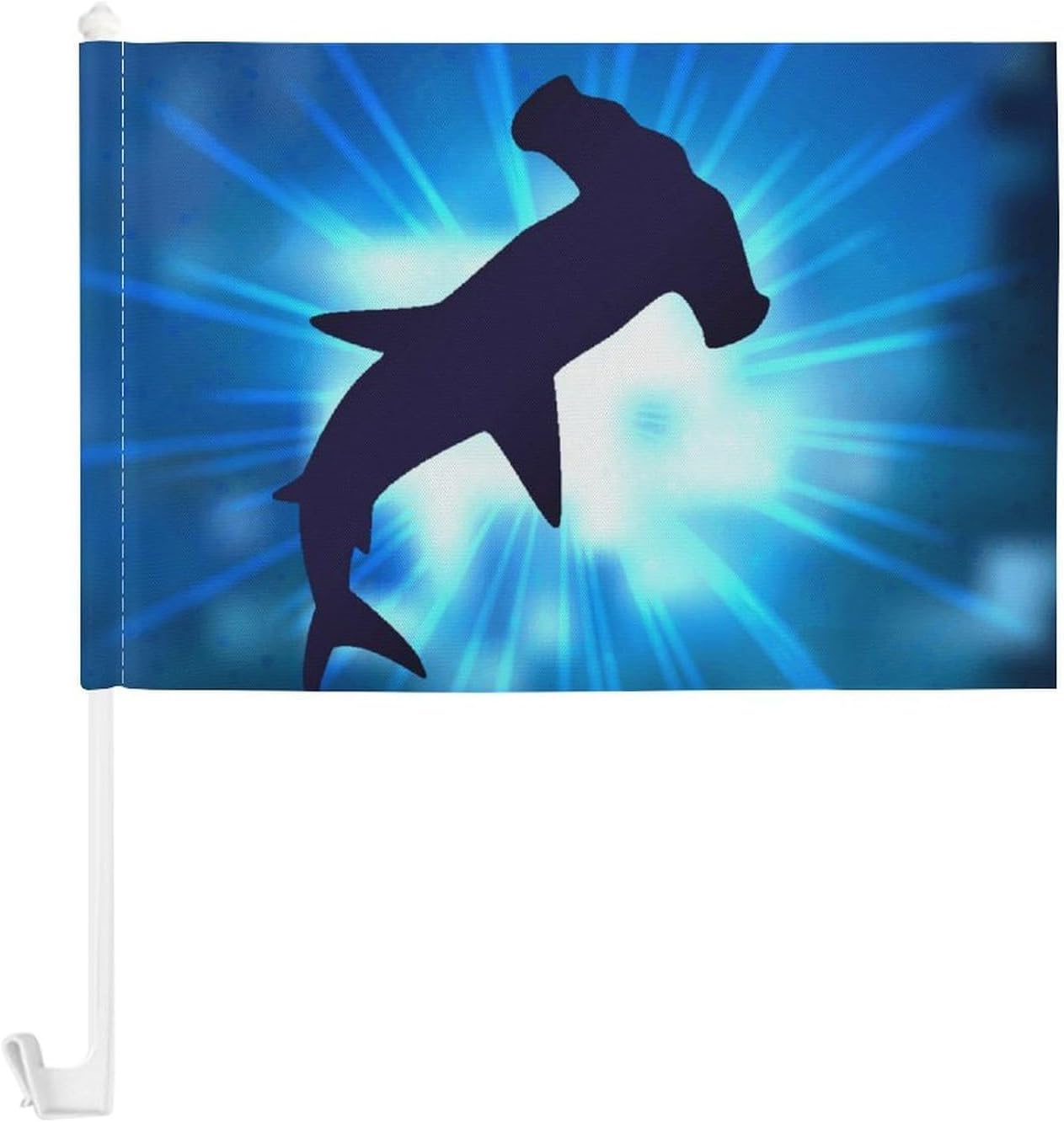 Hammerhead Shark Car Flag Polyester Clip Flags Mini Handheld Banners for Auto Outside Travel Decor