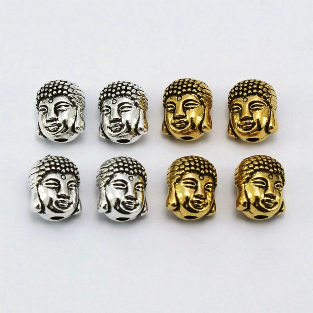 vokoko 40Pcs Buddha Beads Silver Gold Buddha Spacer Beads for Jewelry Making Metal Buddha Shaped Beads for Bracelets Necklace Earring Making Buddha Charms - Image 6