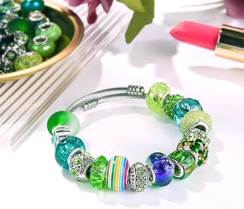 Miniatura 5 de 60 cuentas europeas surtidas con núcleo de cobre, espaciador de resina de agujero grande, sin núcleo de cobre, cuentas coloridas de diamantes de