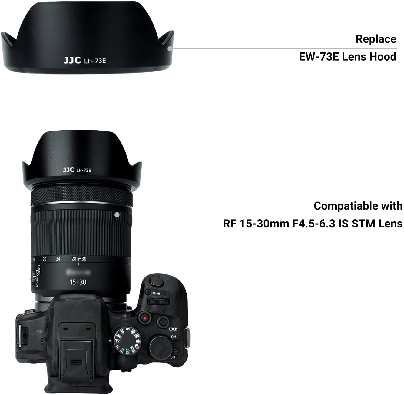Lens Hood for Canon RF 15-30mm F4.5-6.3 is STM Lens on EOS R6 Mark II EOS R Series Camera, Reversible Lens Shade Replace Canon EW-73E Lens Hood, Compatible with 67mm Filters and 67mm Lens Cap