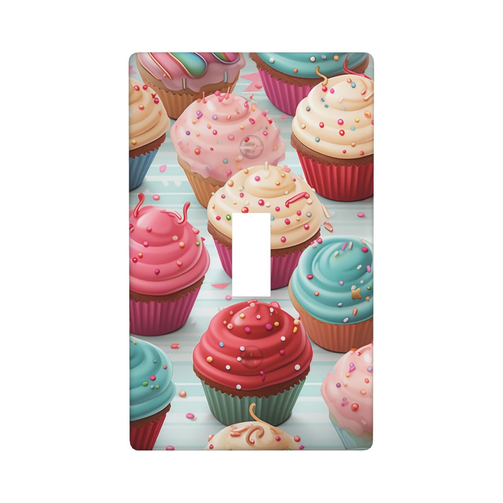 Decorator Wall Plate Cover Single Toggle Light Switch Cover Colorful Sweet Lollipop Cupcake Donut Wallplates Blank Electrical Rocker Switch Plate Covers for Electrical 4.5" x 2.76"