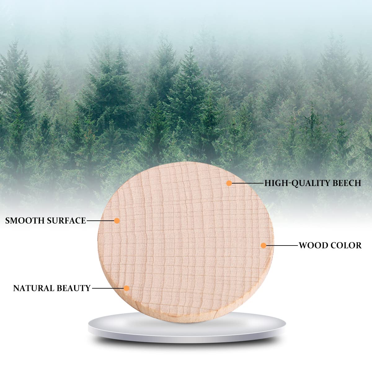 Buachois 100 Pezzi Dischi di Legno,5cm Naturale Decorazioni Fette Dischetti Rotondo,Disco in Legno Incompiuto Rotondi per Pirografo,Artigianato