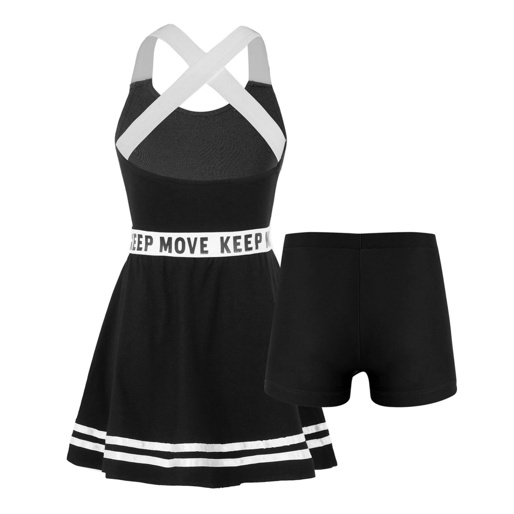 Ropa de tenis para niños y niñas, sin mangas, vestido deportivo con líneas A, vestido de verano con pantalones cortos elásticos, fitness, yoga, gimnasio, ropa deportiva