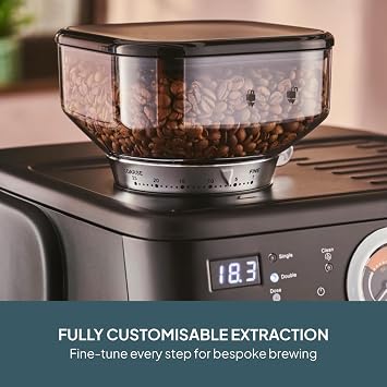 Cooks Professional Bean-To-Cup Espresso Machine | 20-Bar Italian Pump Barista Style Coffee Maker with Integrated Grinder, Steam Wand, 2.6L Water Tank, Portafilter, Tamper & Milk Jug | Black