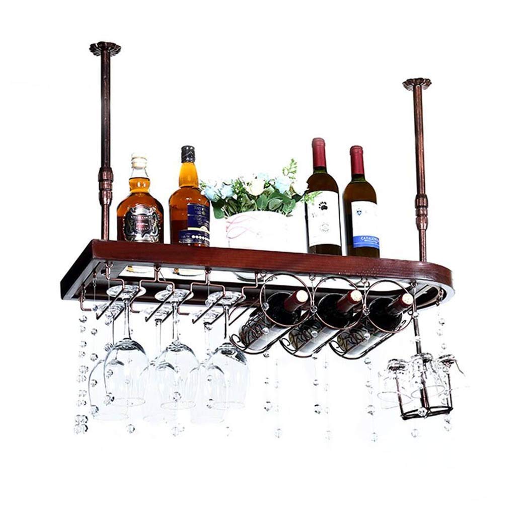 Estante para vino de madera maciza colgante con portavasos de 100x28cm para bar y hogar