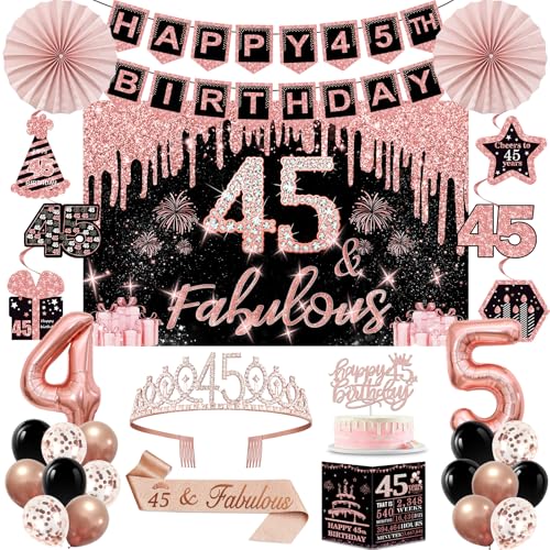 45th Birthday Decorations for Women 32PCS 45th Birthday Party Decorations