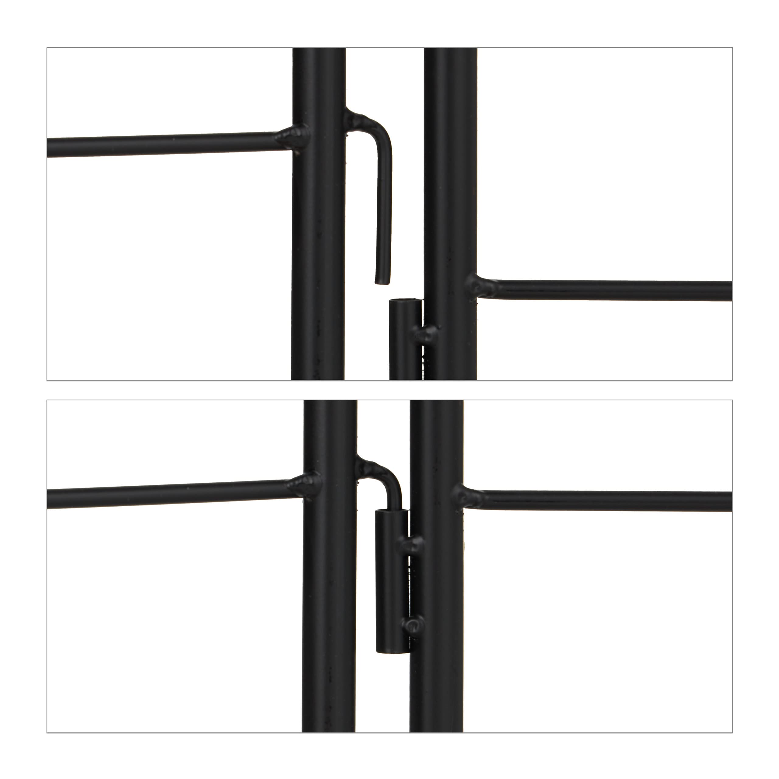 Relaxdays Soportes para Plantas, Set de 2, 180 x 50 cm, Metal, Enrejado para Trepadoras, Autónomos, con Estacas, Negro
