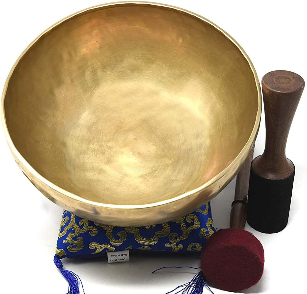 10" Grande Campana Tibetana Martellata a Mano per la Guarigione ~ Ottima per Meditazione, Yoga, Bagno Sonoro, Mindfulness, Rilassamento ~ Cuscino, Martello di Legno e Bacchetta Inclusi