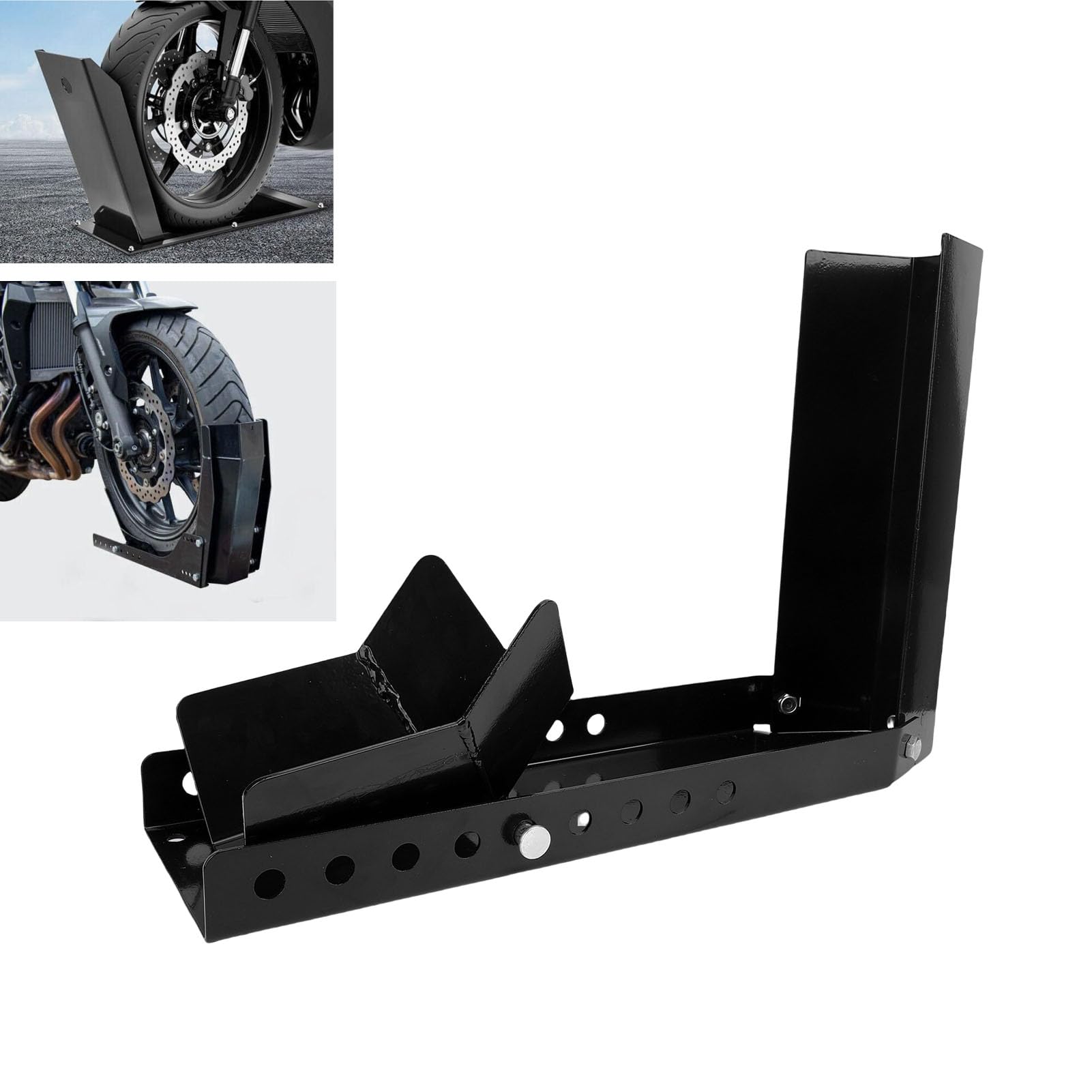 Generic Motocykl Heavy Duty 3000lbs Nośność Klin Pod Koła do kół 8-24 Cali do Konserwacji Garażu Czarny