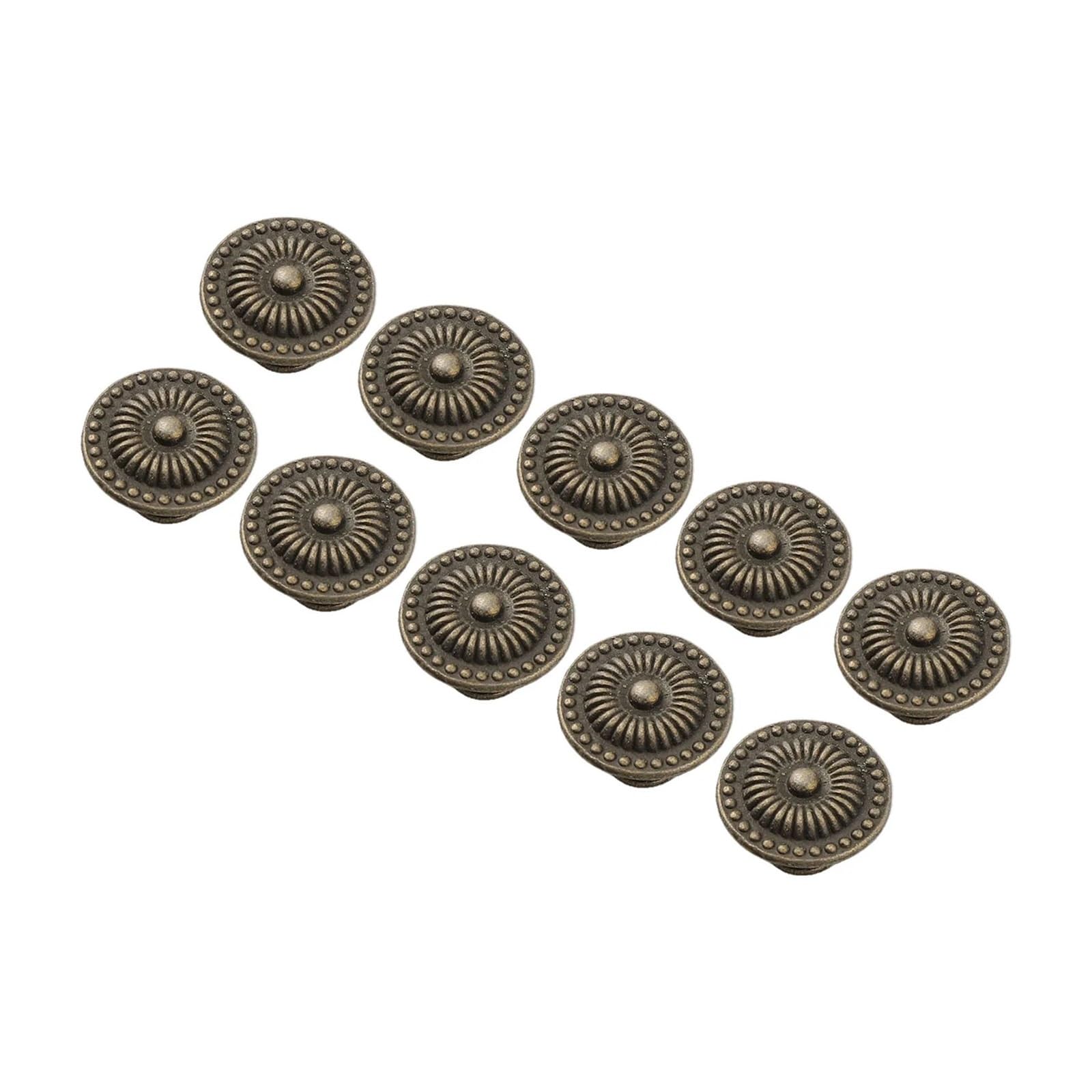 LSNNMU 10Pcs Antique Handles Brass Cabinet Pull Round Vintage Metal Drawer Knobs Cupboard Furniture Hardware for Cupboard