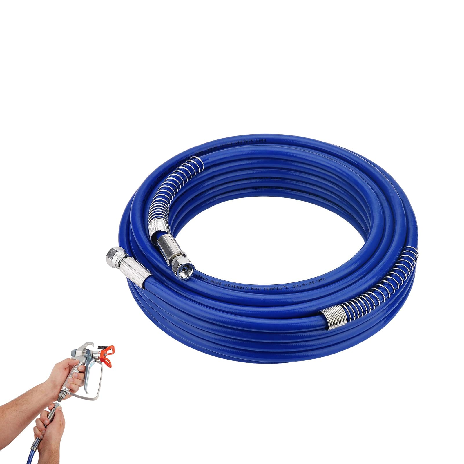 Tuyau pulvérisateur de peinture sans air de 15 m - Tuyau universel en fibre haute pression - Tuyau de pulvérisation pour pistolet pulvérisateur - Bleu eau