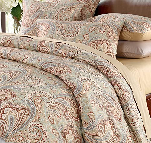 VM VOUGEMARKET Gold Duvet Cover Set King with Paisley Prints,100% Sateen Egyptian Cotton 3 Pieces Boho Damask Medallion Bedding Set,Luxury Elegant Duvet Cover with Button Closure-King,Golden