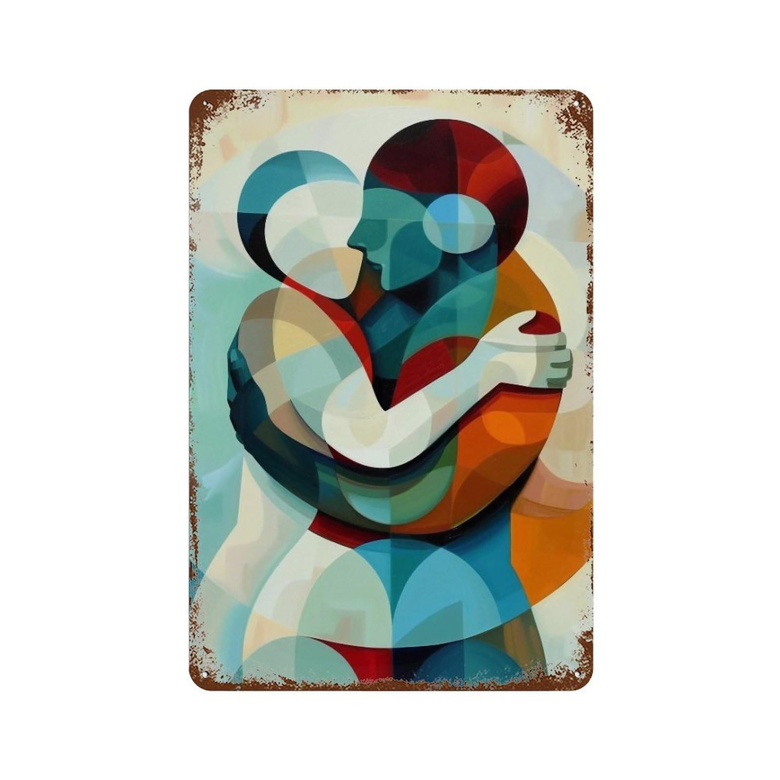 YHGERTKU Circular Embrace 03 Wall Art Retro Iron Vintage Metal Tin Sign Poster Modern Decor for Living Rooms Gift 30x20cm