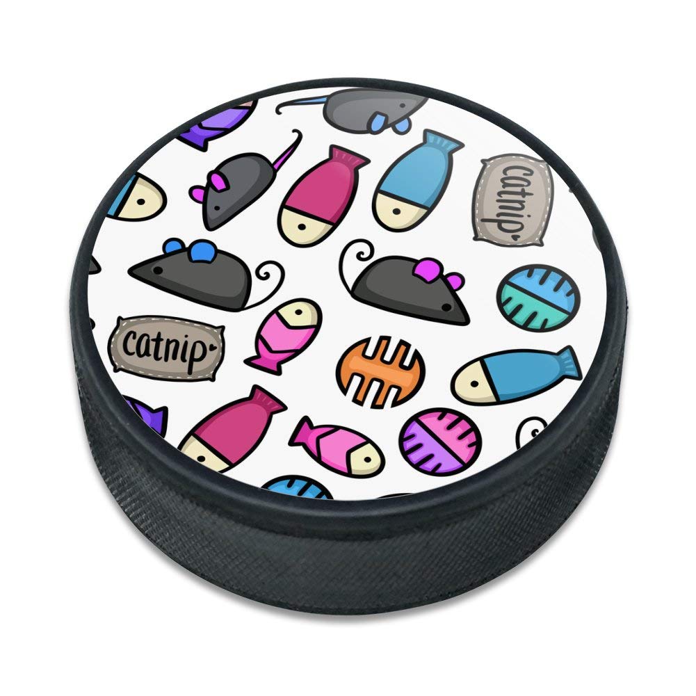 GRAPHICS & MORE Cat Toys Mouse Fish Catnip Pattern Ice Hockey Puck