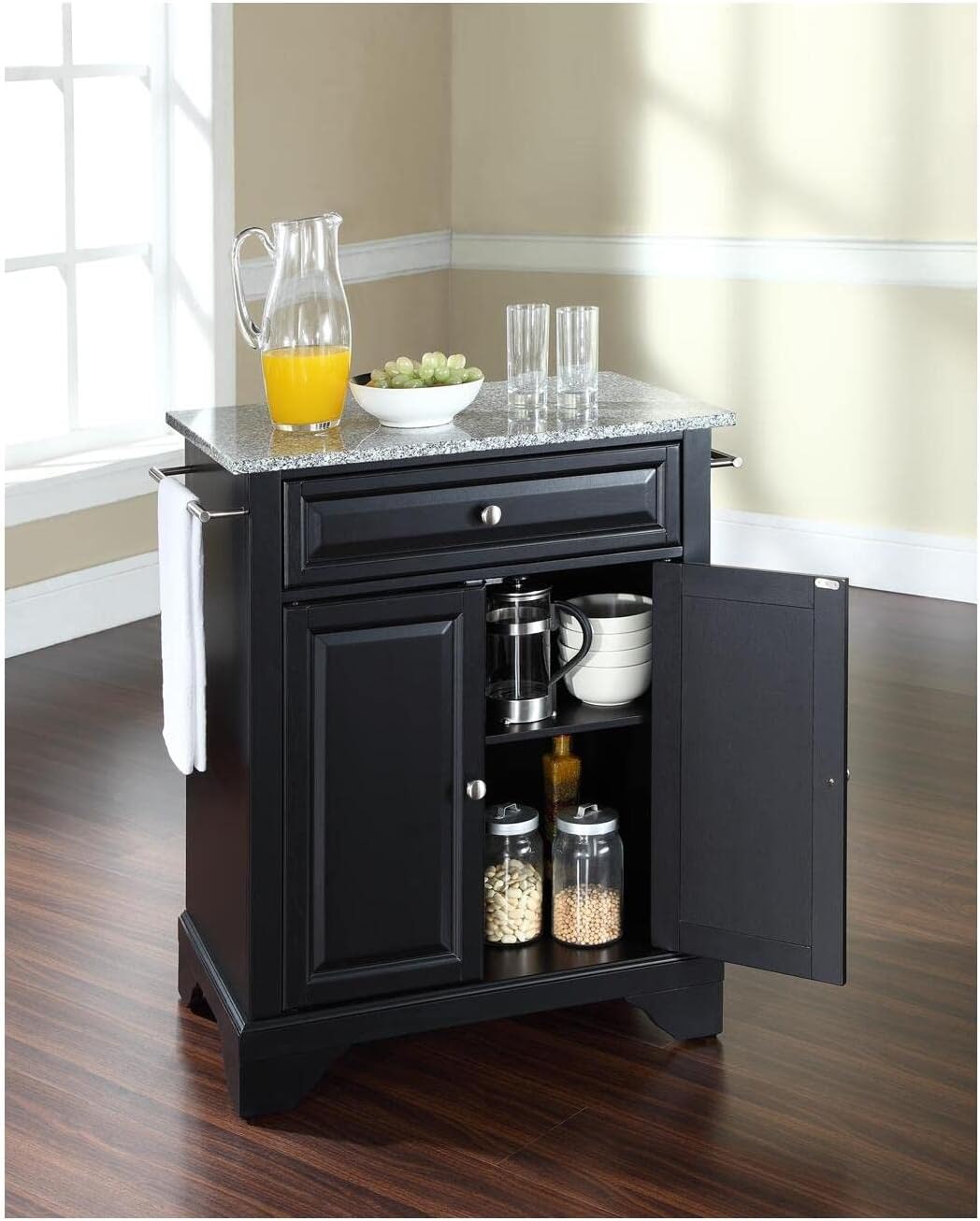 HomeStock Kitchen Island Cart with Granite Top - Portable Kitchen Storage Island, Modern Kitchen Furniture