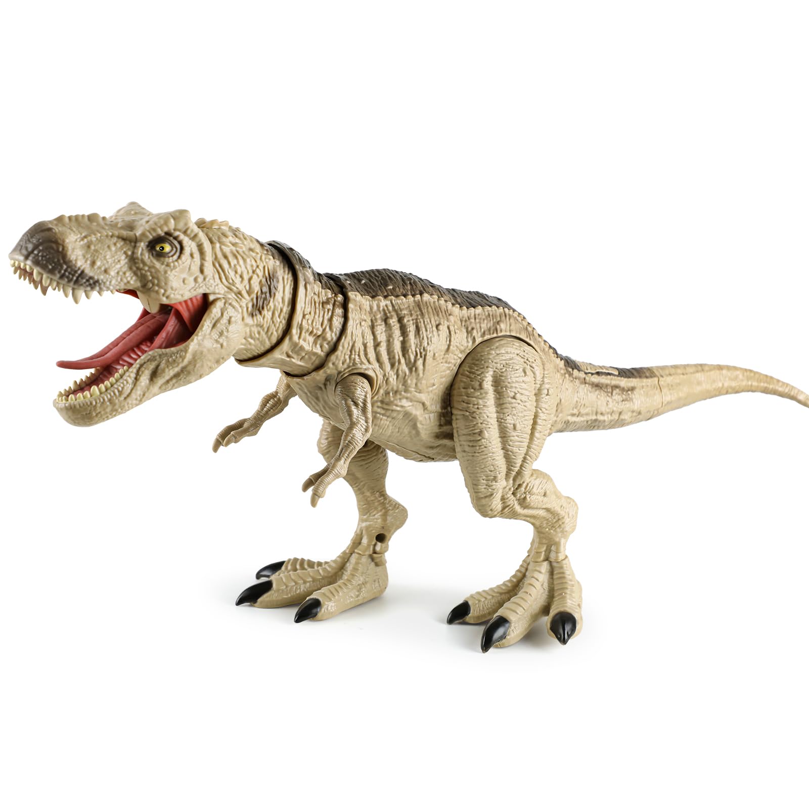 T Rex Action Figure Dinosaur Toy for Kids 3-5 & 6-8 with Continuous Spray and Vibration - Roaring & Light-Up Tyrannosaurus Rex with Movable Jaws and Limbs - Birthday for Kids (Khaki)