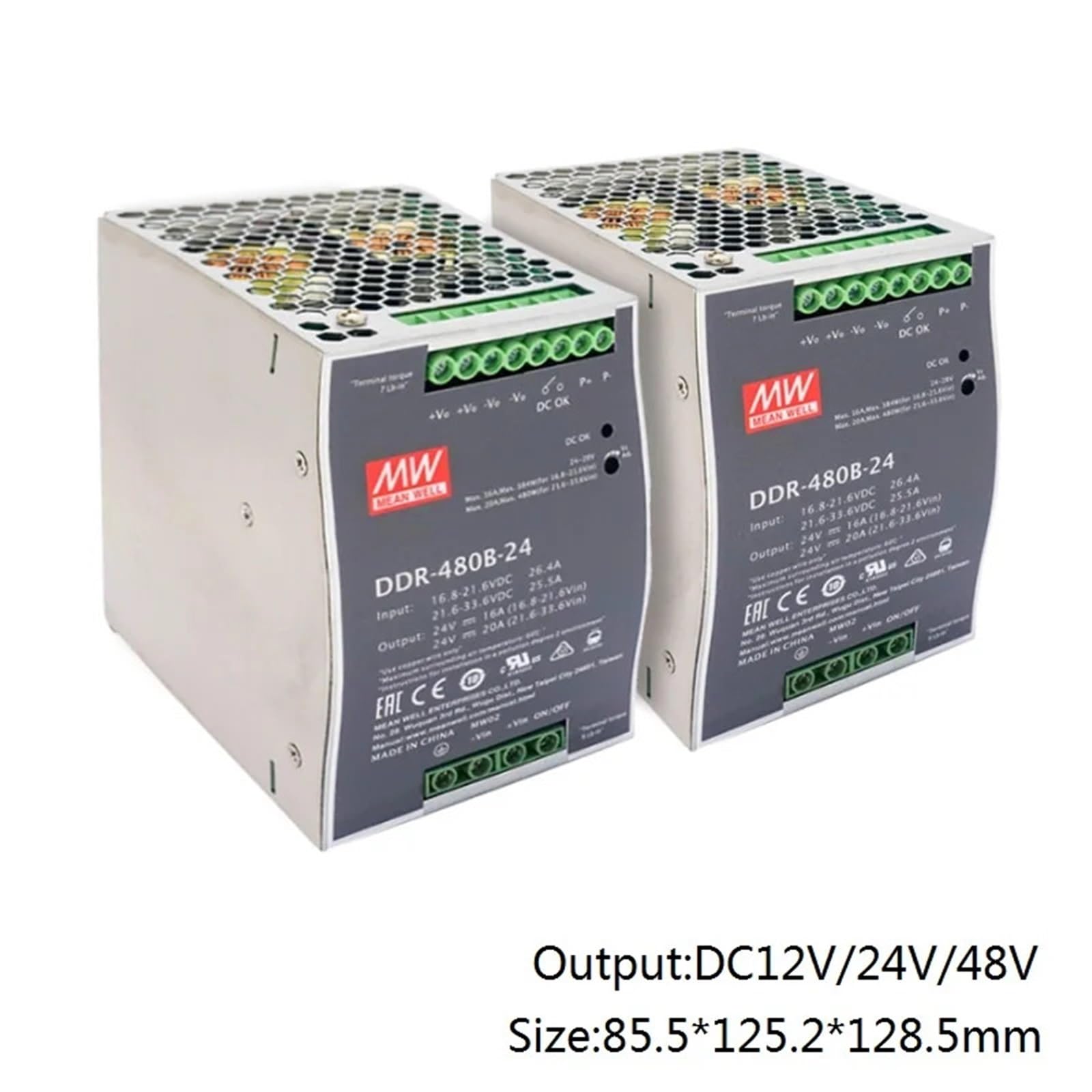 Convertisseur CC-CC sur Rail DIN 1PCS DDR-480B/C/D Series DC12V 24V 48V240W for système de contrôle Industriel réseau sans Fil(DDR-480B-12)