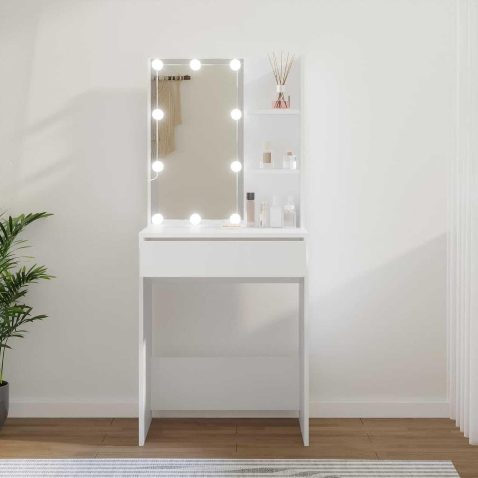 Gecheer Tavolo da toeletta a LED, bianco, 60 x 40 x 140 cm, unico, per gli appassionati di bellezza