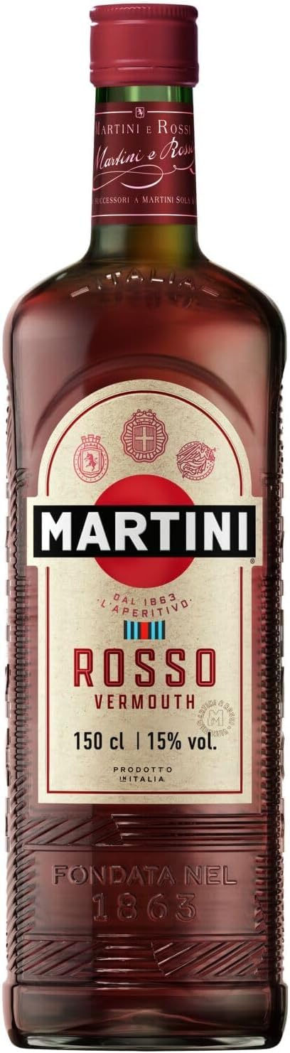 MARTINI Rosso Red Vermouth Aperitivo, 15% ABV, 150cl / 1.5L, Vermut dulce con infusión de hierbas regionales (Paquete de 6)