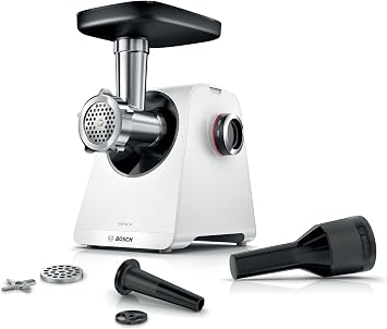 Bosch, MultiPower Series 4 Meat Grinder Powerful 1900 Watt Motor Meat Grinder Sausage Topper, White, MFWS420W