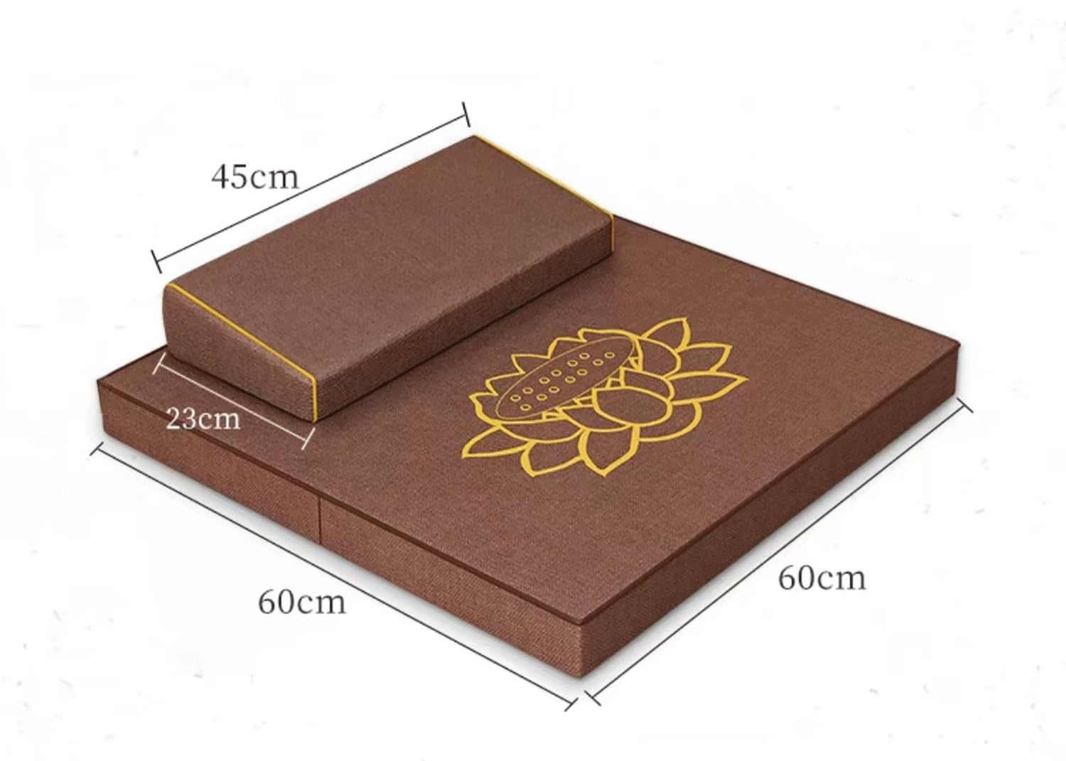 Grandi Tappeti di Meditazione, Tappetini di Meditazione di Meditazione, Futon, Pieghevole per La Casa, Tessuti Addensati, Palma da Cocco, Tappeti in Gi(Size:60x60cm(24x24inch),Color:Nero)