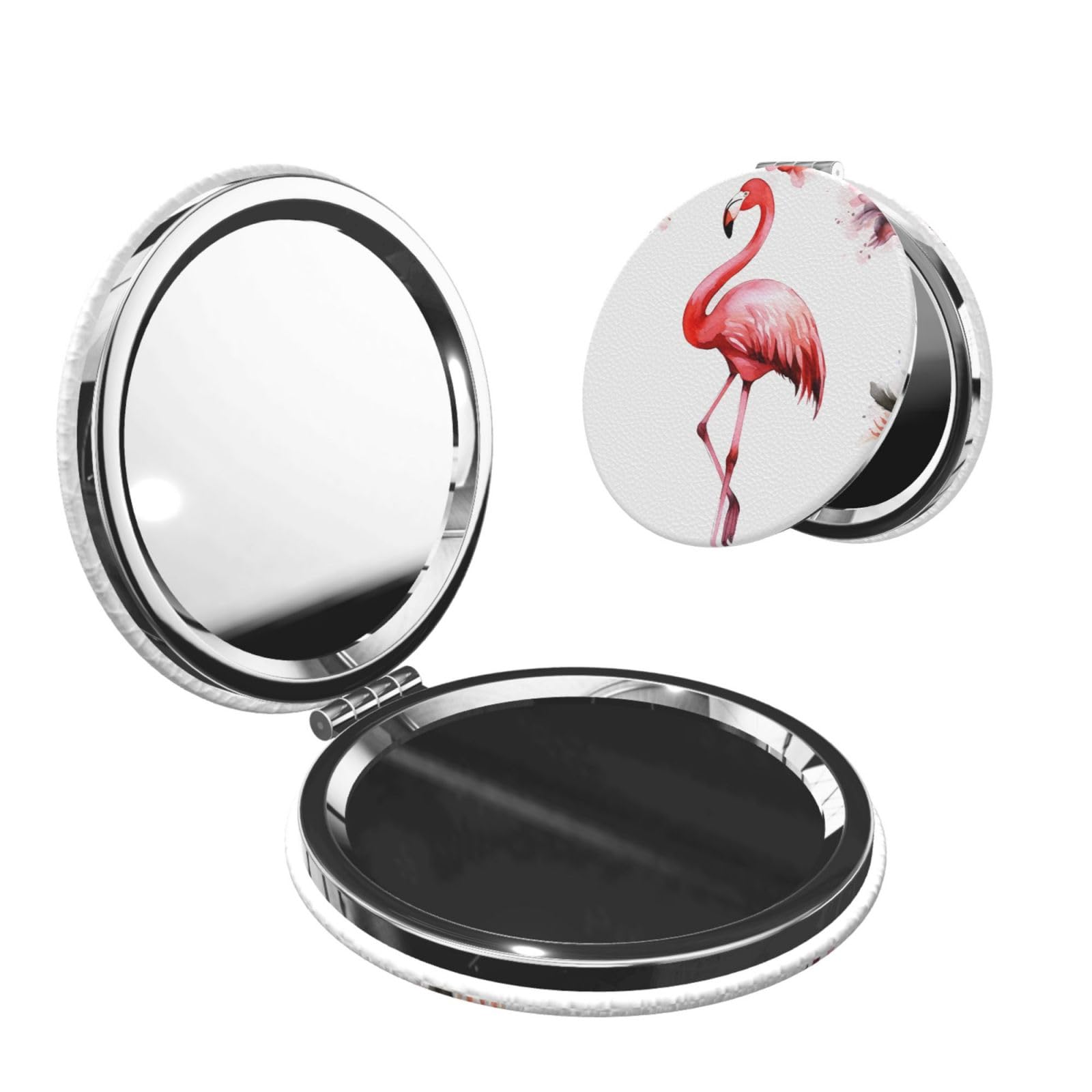 FHEDVBN Compact Mirror for Purse, 1X/2X Magnifying Mirror for Women Men Flamingo Makeup Mirror 2-Sided Handheld Folding Mirror Portable Travel Mirror Mini Vanity Mirror