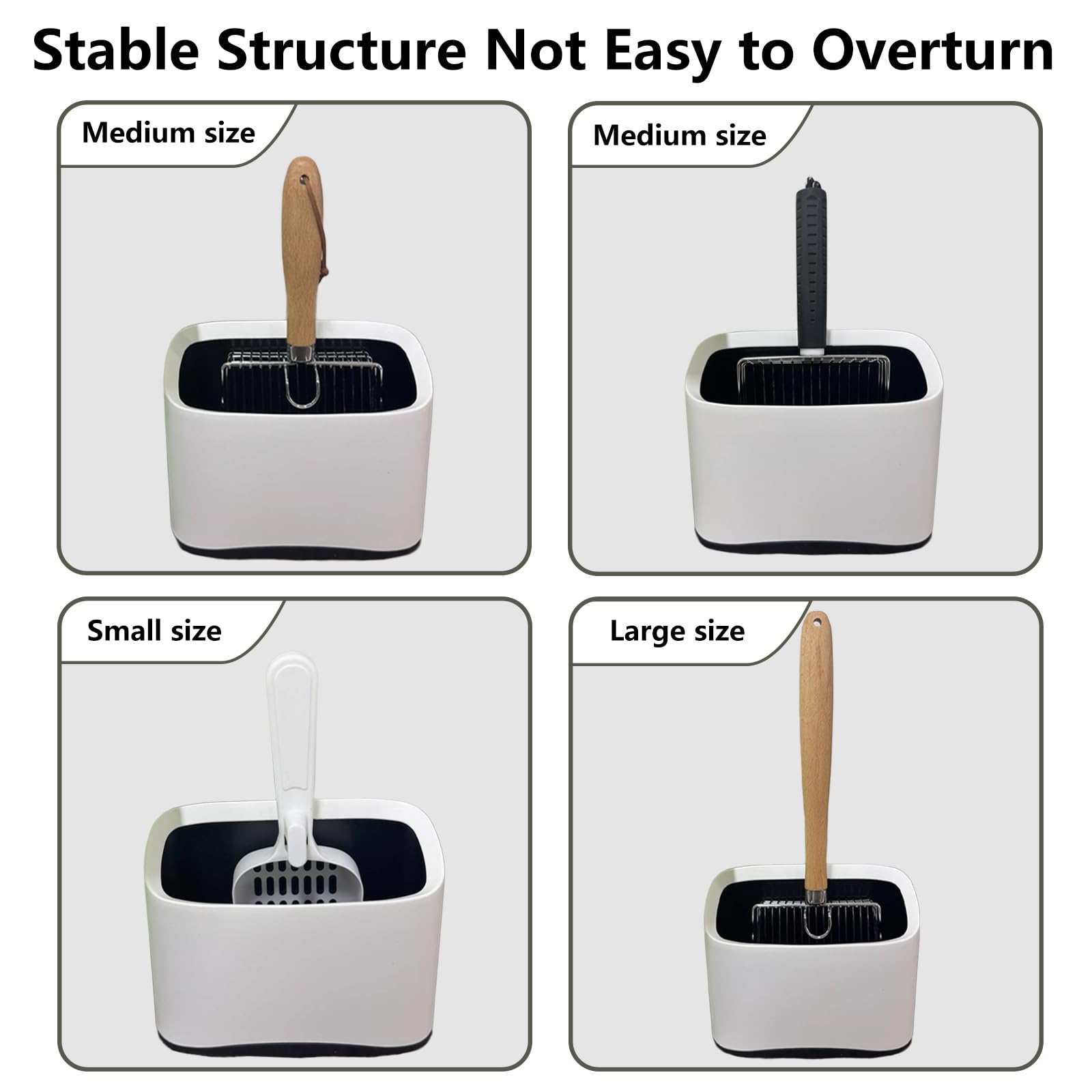 Soporte universal para pala de arena para gatos, almacenamiento universal para cualquier pala de gatitos, soporte extraíble duradero con 2 rollos de bolsas de basura, adecuado para la mayoría de las