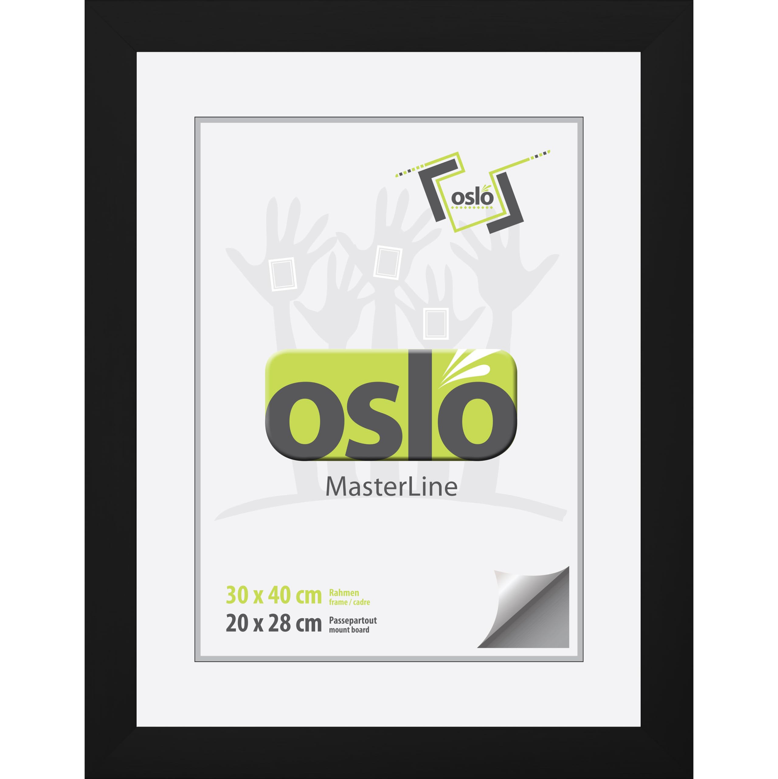 OSLO MasterLine Bilderrahmen 30 x 40 schwarz matt Aluminium gebürstet 3 cm breit Echt-Glas Urkunden Alu Metall