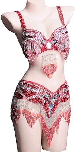 Disfraces de danza del vientre con flecos para mujer, ropa de Halloween, vestidos tribales de rendimiento del vientre, conjunto de brasier y