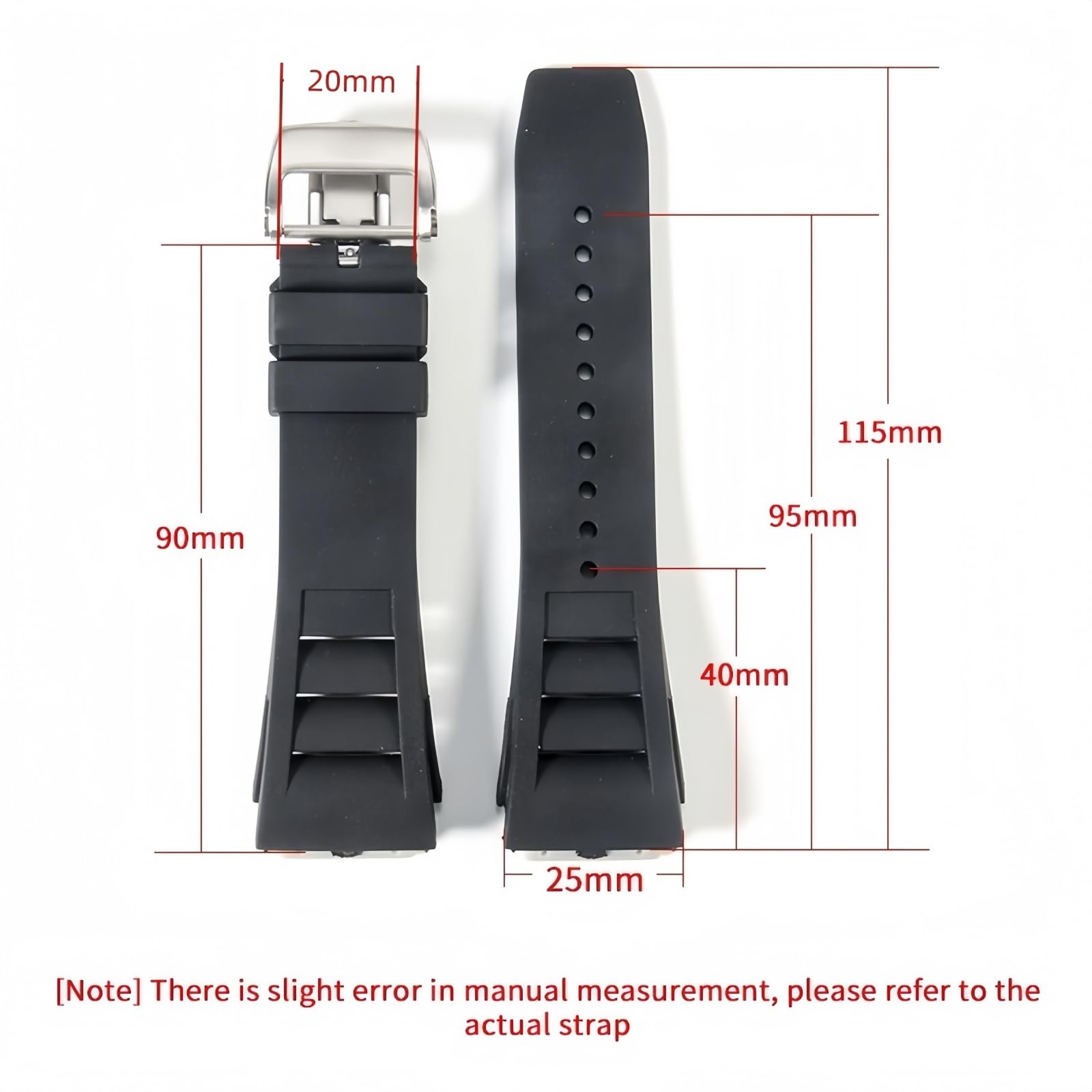 25mm Wodoodporny Silikonowa Bransoleta Żegarka Rękowego Miękki Gumowy Pasek Zegarka dla RICHARD MILLE RM11-03