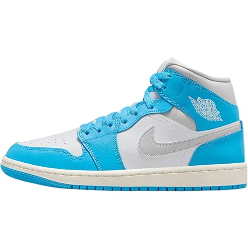 Air Jordan 1 Mid Women's Shoes (BQ6472-400, Dark Powder Blue/White/Sail/Neutral Grey)