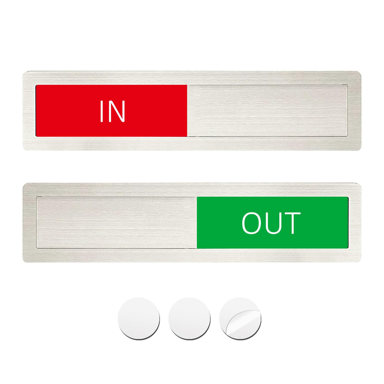 In or Out Sign,In Out Door Signs for Office Home,Slider Door Indicator Tells Whether In or Out, 7'' x 1.5'' - Stainless Steel,Silver