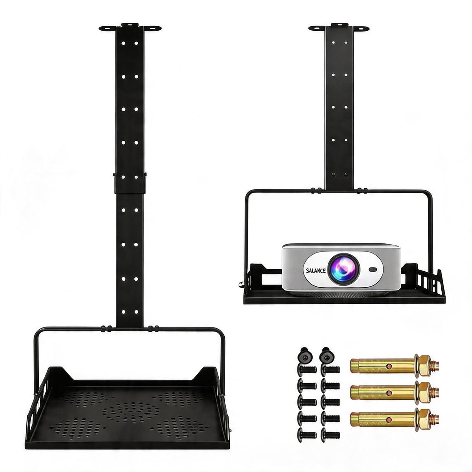 Supporto da soffitto per proiettore, regolabile in altezza, universale, guida per cavi nascosta, portata fino a 10 kg, supporto per proiettore per home theatre e ufficio