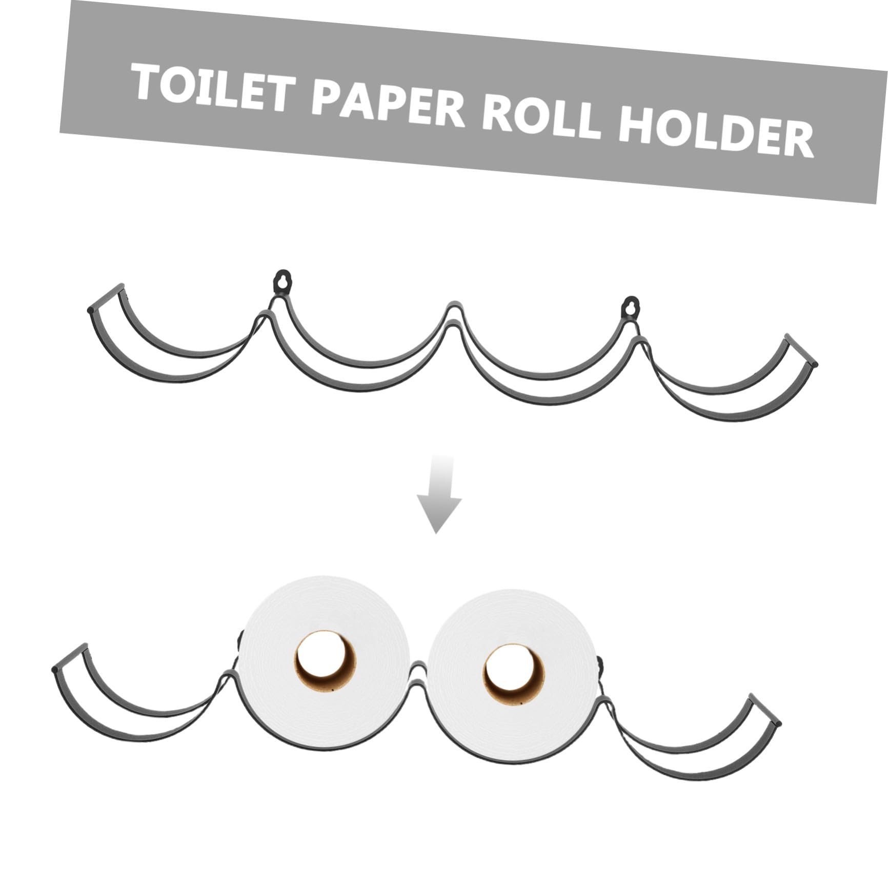 Veemoon Portarrollos y Diseño Moderno Decorativo Negro de Papel Higiénico de Hierro en Forma de Nube Ondulada Instalación Fácil para Baño