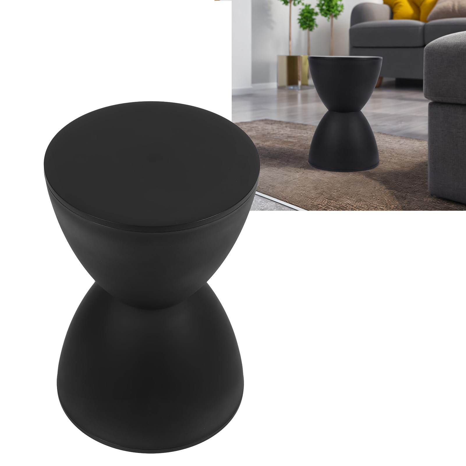Sanduhrförmiger Moderner Hocker, Poolhocker für Unterwasser, Dekorativer Hocker, Outdoor-Gartenhocker, Runder PP-Beistelltischhocker Zum Schuhwechsel für den (Schwarz)
