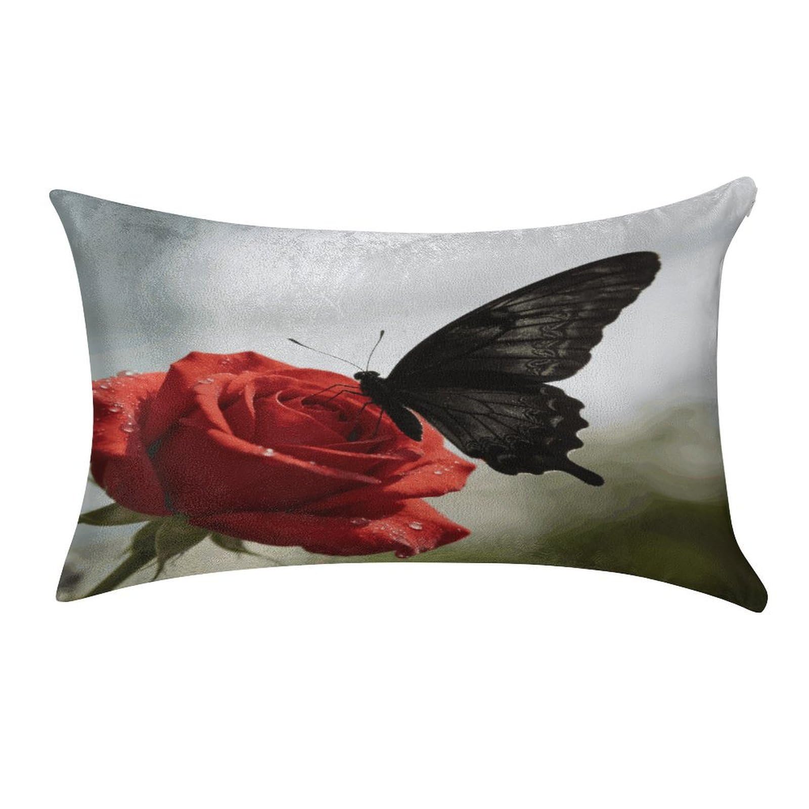 Fodpand Style Black Butterfly Pillowcase,Elegant Designed Home Decor,Velvet Pillowcase,Soft And Cozy,Pillow Case Cover With Hidden Zipper For Bedroom, Sofa, Couch