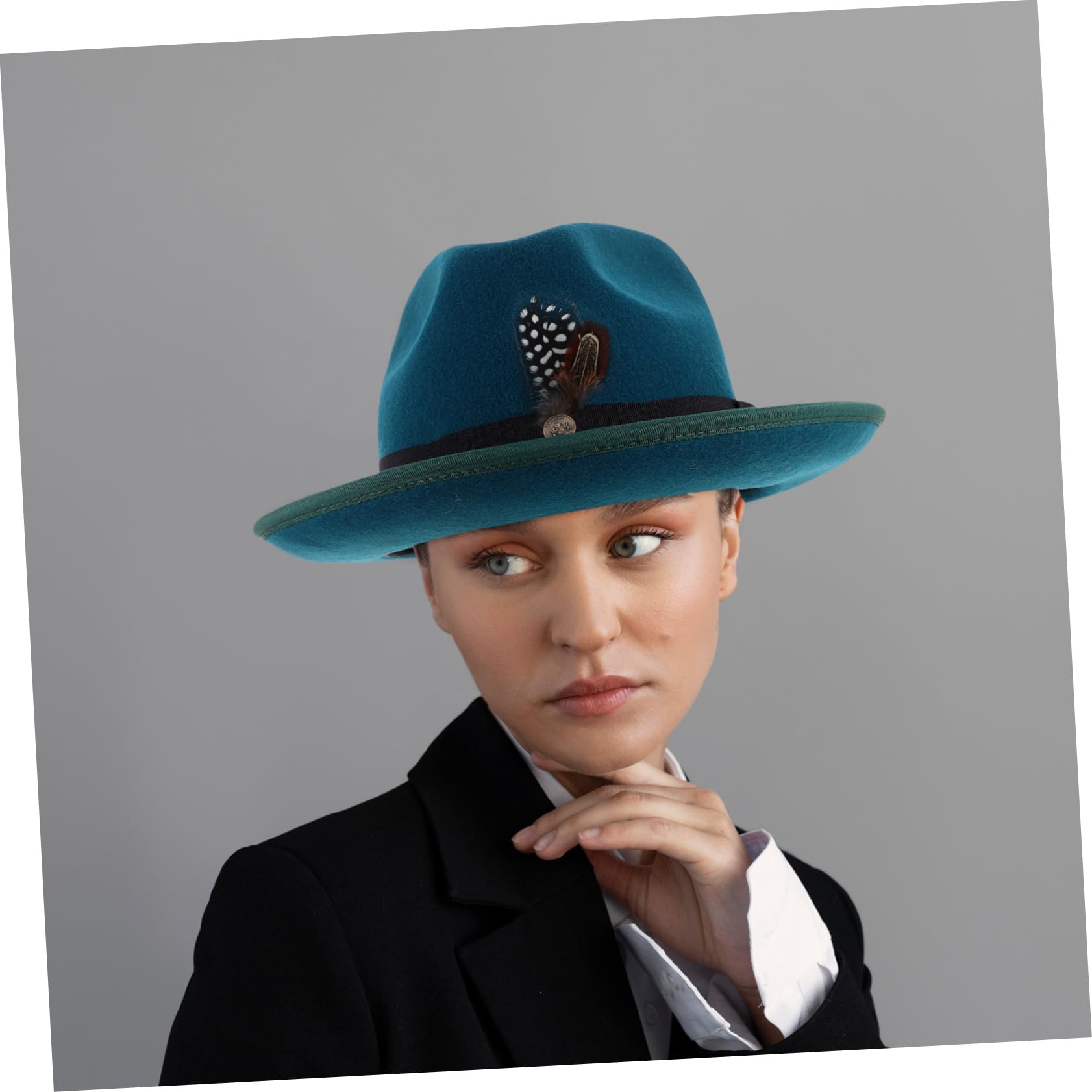 PartyKindom Sombrero De Lana Sombreros De Fieltro para Hombre Vaquero De Fieltro Negro De Vaquero De para Hombre Fedora Clásico De Green