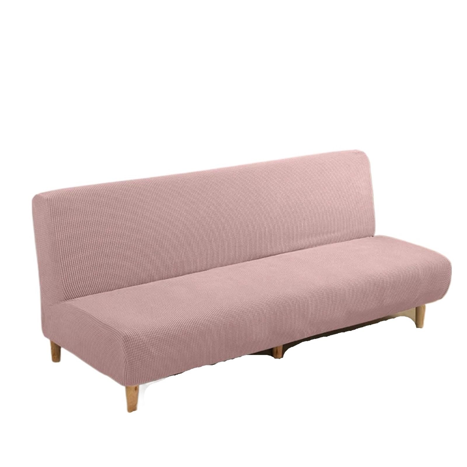 GCYEIDMA Armless Sofa Slipcover Polar Fleece Fabric Armless Sofa Bed Cover Without Armrest Big Elastic Folding Furniture Decoration(Pink,L 190-210cm)
