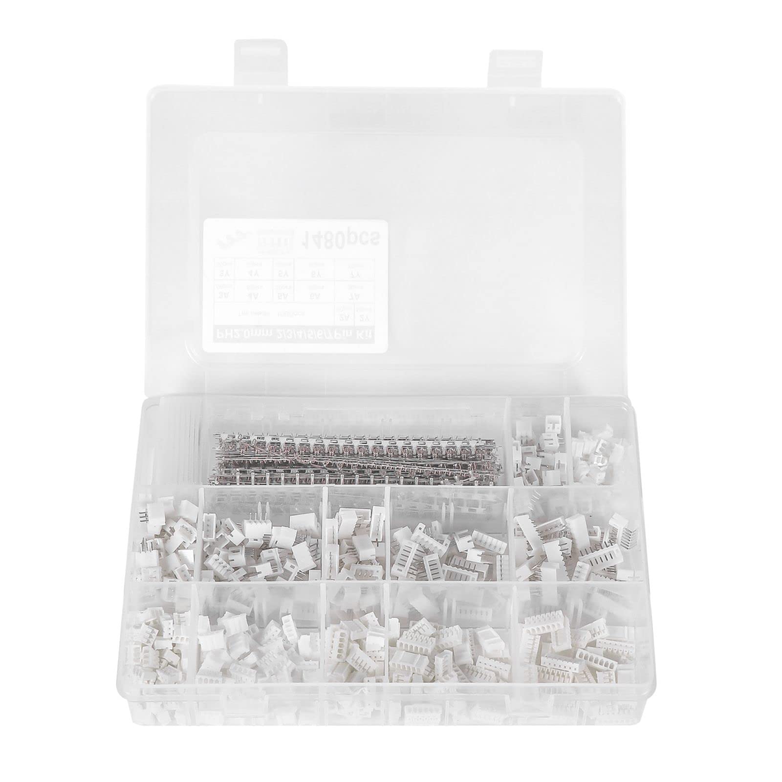 1480pcs 2.0mm Connector Kit, Compatible with JST-PH, Includes 2/3/4/5/6/7 Pin Housing Adapter Cable Connector Socket Male and and Female with Female Pin Crimping Dip