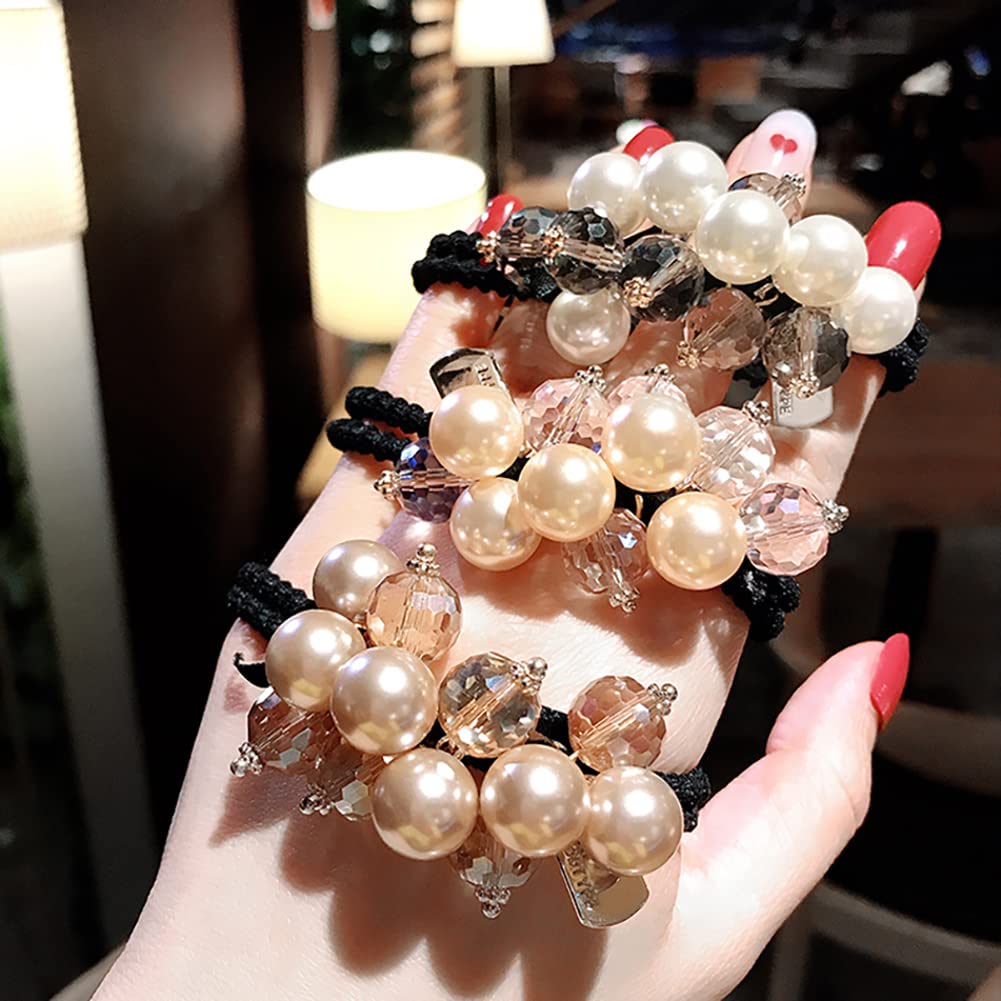 Bangbobi Set Mit 6 Kristall-Scrunchies - Haargummi Mit Perlen & Strass, Dehnbar, Für Damen & Mädchen, Für Jeden Anlass