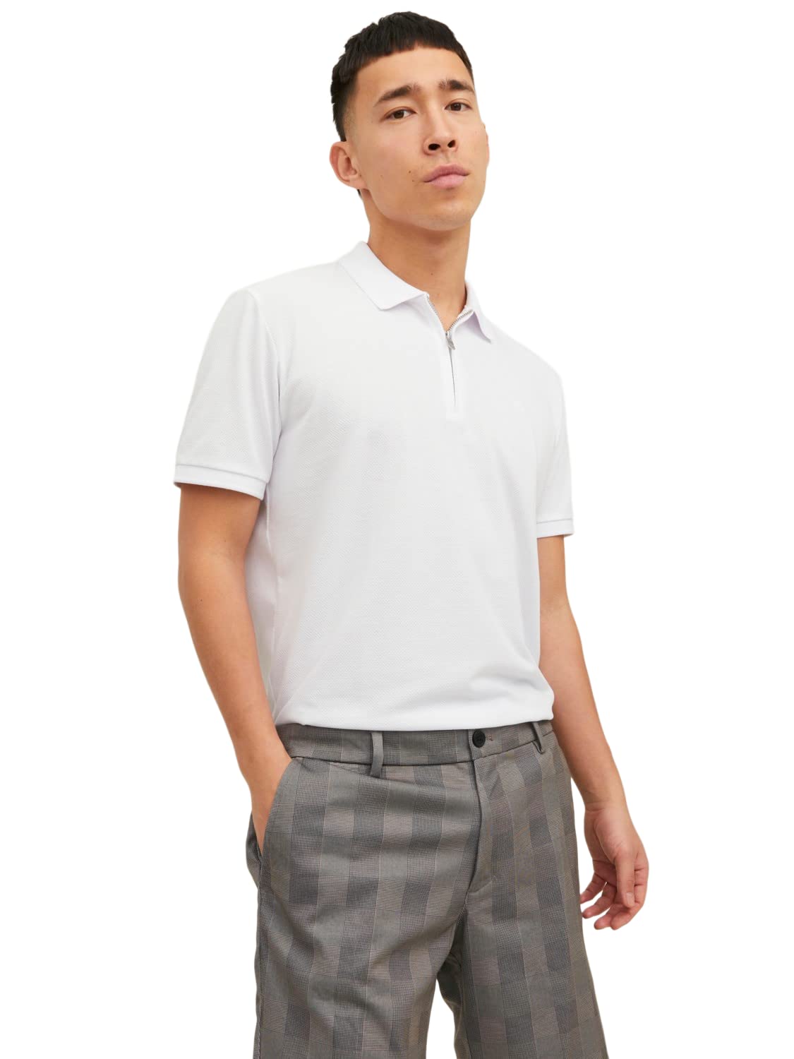 Jack & Jones Men's Bright White Polo Shirt Short Sleeve, L