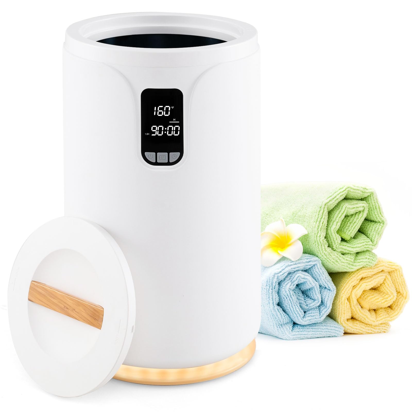 Giantex Towel Warmer Bucket for Bathroom, 20L Large Blanket Warmer with 0.5-24H Delay Timer, 30/60/90 Mins Heating Time & LED Light, Luxury Hot Towel Heater for Two 45