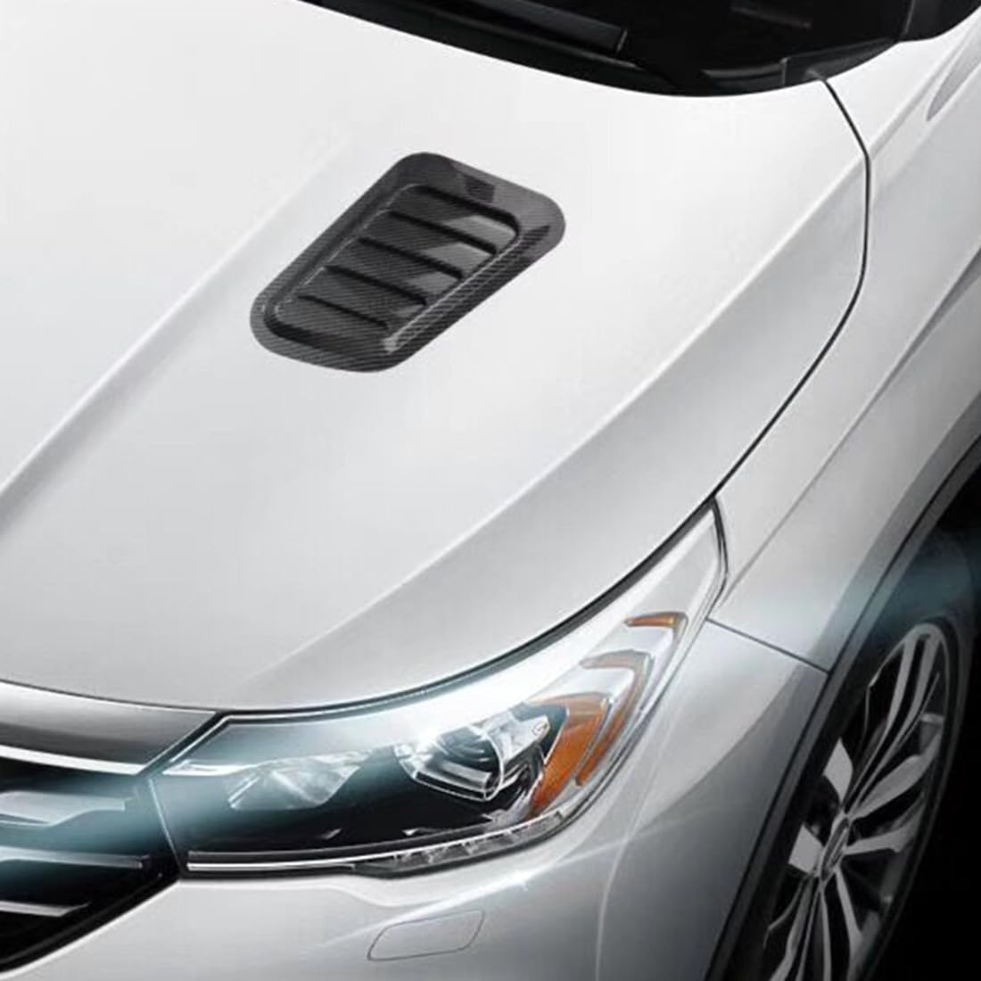 Presa d'Aria Decorativa per Cofano Auto (2 Pezzi) - Universale, Effetto Fibra di Carbonio Lucido, Accessorio Adesivo per Carrozzeria, Spoiler per Tetto, Parafango, Stile Sportivo Tuning