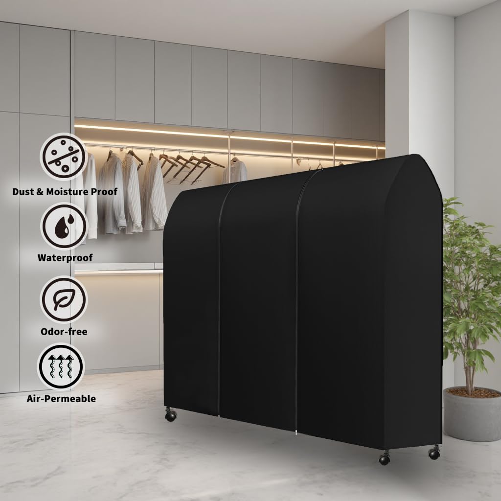 Housse pour tringle à vêtements 120 cm de large - Résistante à la poussière et respirante - Double fermeture éclair pour un accès facile - Tissu de qualité supérieure - 120 cm de large - Pour