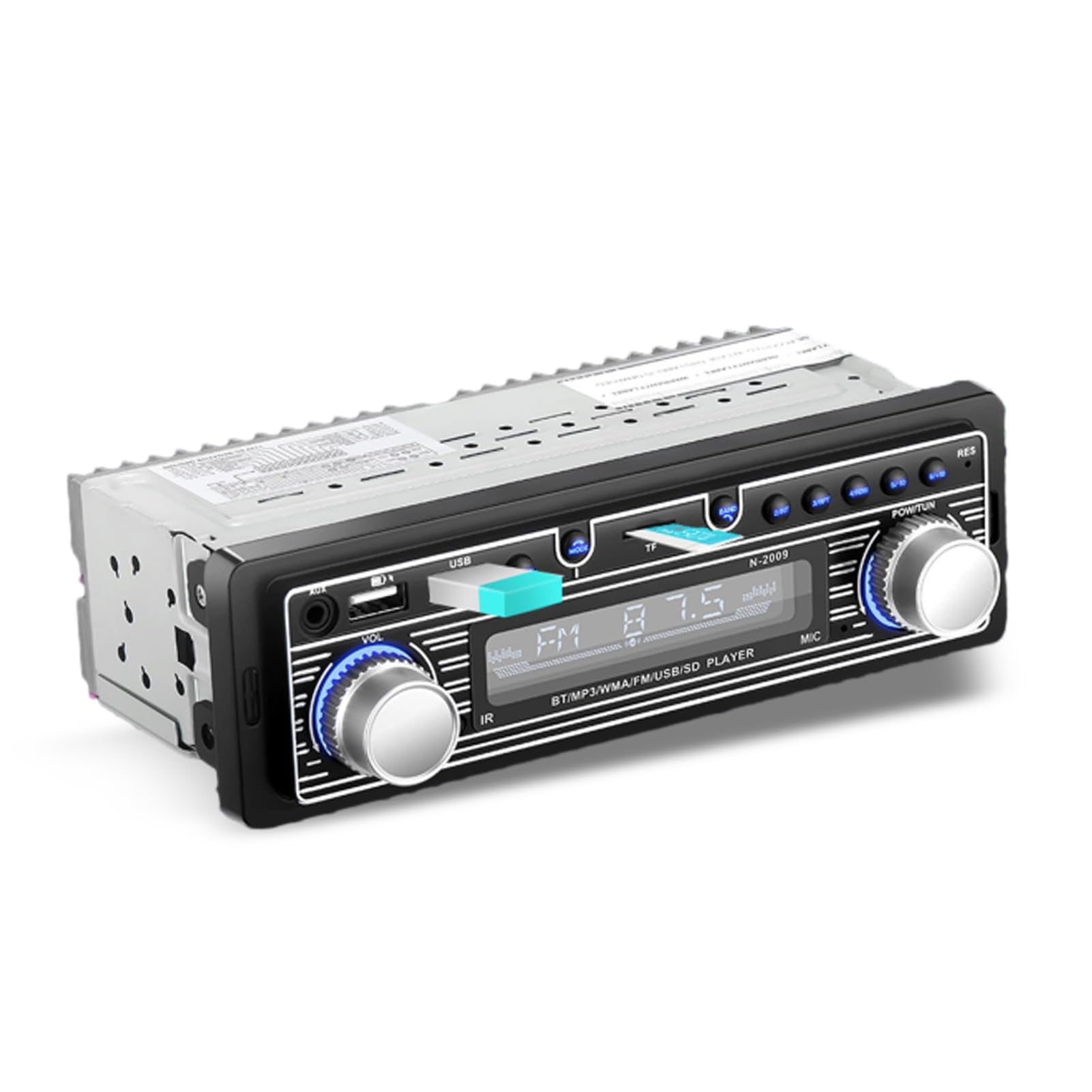Receptor de Audio para Automóvil, Estéreo Multimedia para Automóvil de un DIN, Bluetooth FM, MP3 USB, de Audio de Radio FM Digital SD en el Tablero,12 V Universal