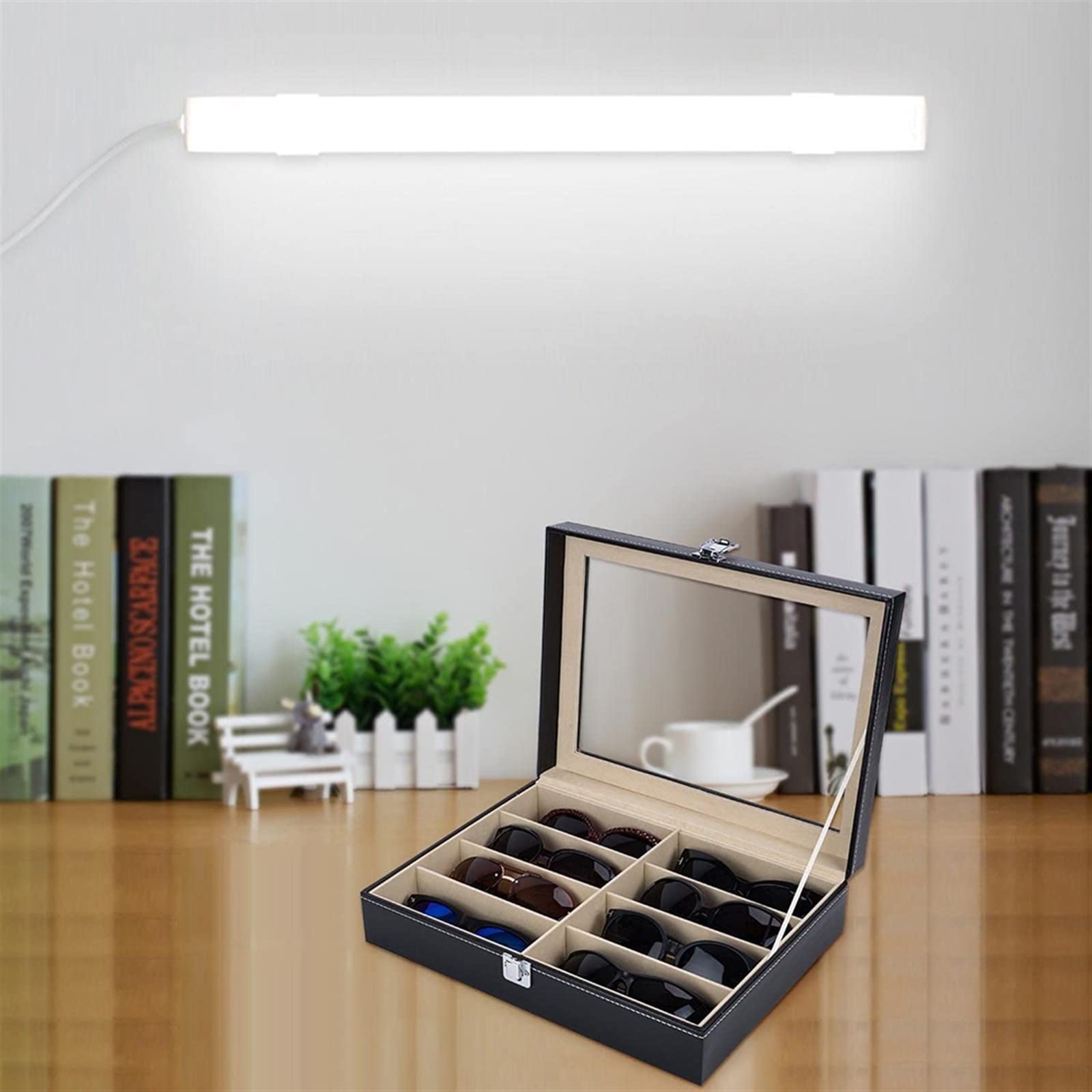 8 slotów PU skórzane etui na okulary przeciwsłoneczne dla kobiet mężczyzn okulary pudełko ekspozycyjne zegarek jubilerski Organizer prezent urodzinowy Watchse Storage Box (Color : Rose Red)