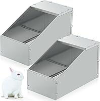 Maxcheck 2-Pack Galvanized Metal Rabbit Nesting Boxes with Removable Acrylic Floor - Durable, Chew-Proof, Easy Clean for Indoor/Outdoor Bunny Homes (16x11.5x11.5")