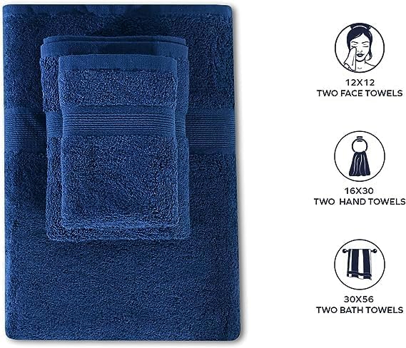 Miniatura 2 de Boston Linen Co. - Juego de 6 toallas de baño, 2 toallas de mano, 2 toallas de baño y 2 toallas faciales, 100% algodón de calidad hotelera, suave y